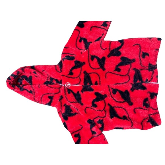Y2K Baby Phat Red & Black Fuzzy Monogram Cat Hoodie Med  2000s Hole** - Picture 7 of 8